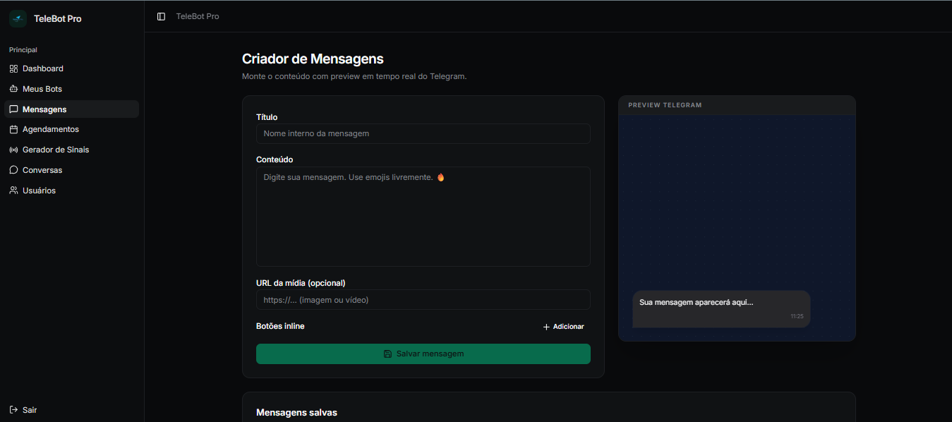 Criador de mensagens do TeleBot Pro